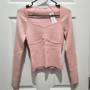 NWT Abercrombie Pink Women's Long-Sleeve Sweetheart Sweater Top